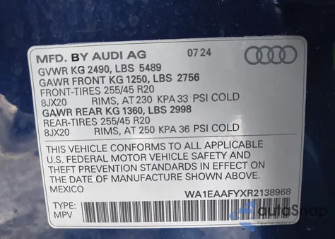 2024 Audi Q5 Premium Plus 45 Tfsi S Line Quattro from USA, damaged, VIN WA1EAAFYXR2138968